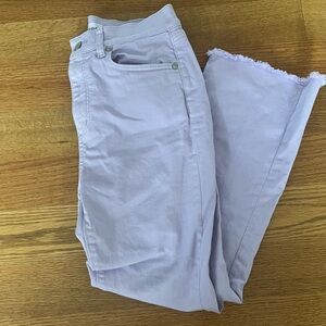 Loft Lavendar freyed hem crop jeans